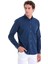 Lacivert Comfort Fit Düz 100% Pamuk Düğmeli Yaka Uzun Kollu Casual Oxford Gömlek 3