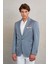 Lacivert Slim Fit Çizgili Sivri Yaka Casual Ceket 4