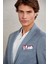Lacivert Slim Fit Çizgili Sivri Yaka Casual Ceket 5