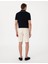 Bej Slim Fit Dokuma Şort 4