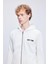 Beyaz Regular Fit Düz Pamuklu Tam Boy Fermuarlı Sweatshirt 3