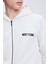 Beyaz Regular Fit Düz Pamuklu Tam Boy Fermuarlı Sweatshirt 4