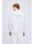Beyaz Regular Fit Düz Pamuklu Tam Boy Fermuarlı Sweatshirt 5