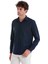 Lacivert Slim Fit Düz Slim Yaka Pamuklu Uzun Kollu Gömlek 3