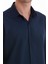 Lacivert Slim Fit Düz Slim Yaka Pamuklu Uzun Kollu Gömlek 5