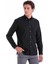 Siyah Comfort Fit Düz 100% Pamuk Düğmeli Yaka Uzun Kollu Casual Oxford Gömlek 1