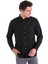 Siyah Comfort Fit Düz 100% Pamuk Düğmeli Yaka Uzun Kollu Casual Oxford Gömlek 2