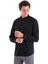 Siyah Comfort Fit Düz 100% Pamuk Düğmeli Yaka Uzun Kollu Casual Oxford Gömlek 3