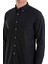 Siyah Comfort Fit Düz 100% Pamuk Düğmeli Yaka Uzun Kollu Casual Oxford Gömlek 5