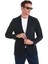 Lacivert Slim Fit Düz Mono Yaka Casual Ceket 5
