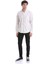 Bej Slim Fit Çizgili Dik Yaka Pamuklu Uzun Kollu Casual Gömlek 2