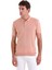 Pembe Regular Fit Düz Pamuklu Polo Yaka Triko Tişört 1