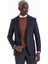 Lacivert Comfort Fit Desenli Sivri Yaka Casual Ceket 2
