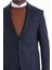 Lacivert Comfort Fit Desenli Sivri Yaka Casual Ceket 4