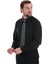 Siyah Slim Fit Düz Slim Yaka Pamuklu Uzun Kollu Gömlek 3