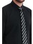 Siyah Slim Fit Düz Slim Yaka Pamuklu Uzun Kollu Gömlek 4