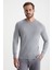 Slim Fit Bisiklet Yaka Açık Gri Merino Yün Triko 1