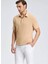 Saf Keten Kum Rengi Polo Yaka T-Shirt 4