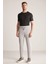 Bağcıklı Açık Gri Slim Fit Triko Pantolon 1