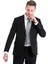 Siyah Slim Fit Düz Mono Yaka Klasik Takım Elbise 4