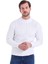 Ekru Comfort Fit Desenli Pamuklu Yarım Balıkçı Yaka Triko Kazak 1