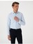 Açık Mavi Slim Fit Uzun Kollu Armürlü Gömlek 3