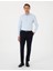 Açık Mavi Slim Fit Uzun Kollu Armürlü Gömlek 4