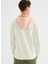 Beyaz Somon Kapüşonlu Pamuklu Regular Fit Erkek Sweatshirt Core Colour Blocked Hoodıe 4