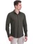 Yeşil Slim Fit Baskılı 100% Pamuklu Slim Yaka Uzun Kollu Baskılı Casual Gömlek 3