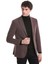 Bordo Comfort Fit Desenli Mono Yaka Klasik Ceket 4