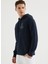 Lacivert Baskılı Kapüşonlu Pamuklu Regular Fit Erkek Sweatshirt Anchor Hoodıe 1