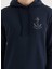 Lacivert Baskılı Kapüşonlu Pamuklu Regular Fit Erkek Sweatshirt Anchor Hoodıe 2
