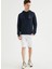 Lacivert Baskılı Kapüşonlu Pamuklu Regular Fit Erkek Sweatshirt Anchor Hoodıe 4