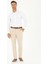 Bej Slim Fit Kanvas Çizgili Pantolon 1