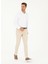 Bej Slim Fit Kanvas Çizgili Pantolon 3
