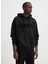 Siyah Erkek Kapüşon Oversize Düz Sweatshirt 50529090_DITCHLE 2