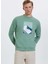 Yeşil Baskılı Bisiklet Yaka Pamuklu Regular Fit Erkek Sweatshirt Wmwınter Mountaın 1