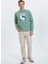 Yeşil Baskılı Bisiklet Yaka Pamuklu Regular Fit Erkek Sweatshirt Wmwınter Mountaın 2