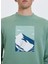 Yeşil Baskılı Bisiklet Yaka Pamuklu Regular Fit Erkek Sweatshirt Wmwınter Mountaın 3