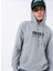 Kapüşon Yaka Baskılı Gri Melanj Erkek Sweatshırt E-1276 1