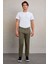 Haki Slim Fit Desenli Yandan Cep Kanvas Pantolon 2