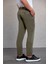 Haki Slim Fit Desenli Yandan Cep Kanvas Pantolon 4