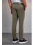 Haki Slim Fit Desenli Yandan Cep Kanvas Pantolon 5