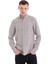 Kahverengi Comfort Fit Çizgili 100% Keten Düğmeli Yaka Uzun Kollu Casual Gömlek 1
