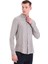 Kahverengi Comfort Fit Çizgili 100% Keten Düğmeli Yaka Uzun Kollu Casual Gömlek 4
