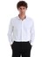 Beyaz Slim Fit 100% Pamuk Açık Italyan Yaka Uzun Kollu Saten Gömlek 1