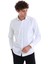 Beyaz Slim Fit 100% Pamuk Açık Italyan Yaka Uzun Kollu Saten Gömlek 5