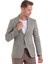 Kahverengi Comfort Fit Desenli Sivri Yaka Casual Keten Ceket 1