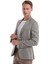 Kahverengi Comfort Fit Desenli Sivri Yaka Casual Keten Ceket 4