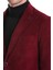 Bordo Slim Fit Düz Mono Yaka Pamuklu Kadife Ceket 6